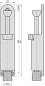 Preview: BASI® TFS 25 Türfeststeller Stoppwerk Edelstahl Türstopper Inkl. Befestigungsmaterial H151xB29mm, Hub 35mm