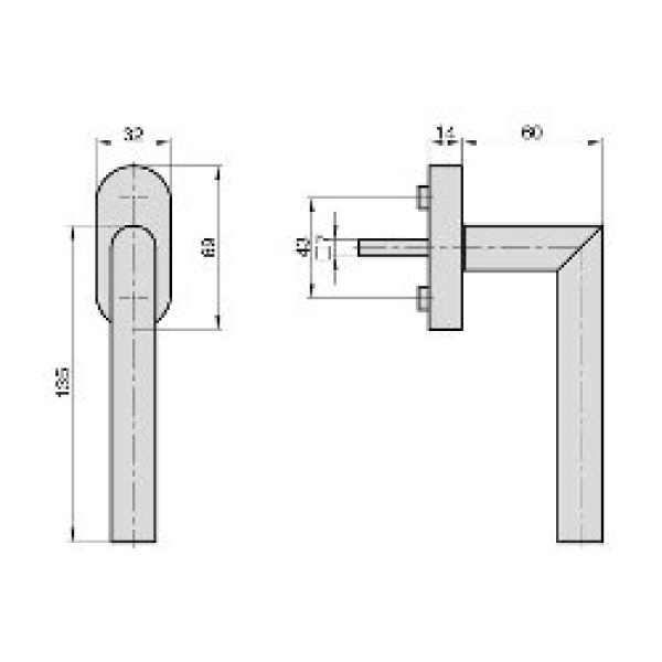 ​BASI® FG 310 Fenstergriff - Edelstahl, L-Form, 90° Kugelrastung