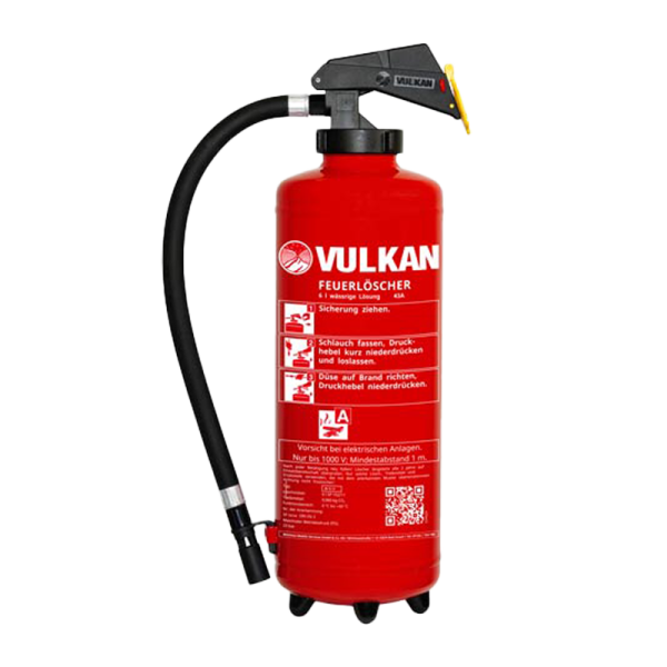 Vulkan 6 Liter Aufladefeuerlöscher mit wässriger Lösung und Hebelarmatur, W 6 H, DIN EN3, Klasse A